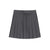 A dark gray pleated mini skirt with a matching fabric tie belt at the waist, shown flat against a solid white background.