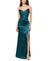 Blondie Nites Women's Dark Green Strapless Side-Slit Satin Dress | Blondie Nites In Lebanon