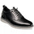 A single black patent leather loafer with a pointed toe and a decorative metallic buckle detail on the strap, shown against a plain white background.