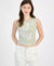 Just Polly Women's Khaki Metallic Foil Ribbed Crewneck Sleeveless Blouse |Just Polly In Lebanon