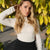 Sinsay Women's White & Black Long Sleeve Polka Dot Blouse