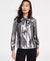 Anne Klein Women's Silver Metallic Scarf-Neck Buttoned-Cuff Top | Anne Klein In Lebanon