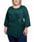 NY Collection Women's Dark Green Plus Size 3/4 Sleeve Pleat-Waist Blouse | NY Collection in Lebanon