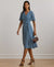 Lauren Ralph Lauren Women's Blue Belted Georgette Dress | Lauren Ralph Lauren In Lebanon