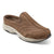A brown slip-on clog shoe with a textured brown upper, beige midsole, and black outsole, shown from a three-quarters angle on a white background.