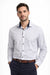Society of Threads Men's White & Navy Doted Regular Fit Dress Shirt | Society of Threads In Lebanon