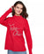 Karl Lagerfeld Paris Women's Red Embellished Graphic Mockneck Sweater | Karl Lagerfeld Paris in Lebanon