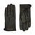 A pair of black Michael Kors leather gloves, showing both the back of one glove with the gold logo and the front of the other glove, on a plain white background.