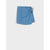 Light blue denim wrap skirt with a tie detail on the side, shown flat against a light gray background.