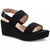 Black wedge sandal on a white background
