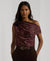 Lauren Ralph Lauren Women's Burgundy Multi Print Charmeuse Off-the-Shoulder Blouse | Lauren Ralph Lauren In Lebanon