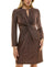 Brown long-sleeve dress with a knot detail on a white background