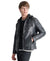 DKNY Men's Black Faux-Leather Removable Hood Moto Jacket | DKNY In Lebanon