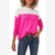 Vince Camuto Women's Pink/Grey Cozy Extended Shoulder Color Blocked Sweater