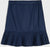 Navy blue pleated skirt on a light gray background