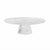 A round, clear glass cake stand with a fluted pedestal base, shown against a plain white background.