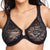 Glamorise Women's Black Front-Closure Stretch Lace Underwire Bra