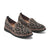 Pair of leopard print loafers on a white background
