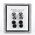 A Perry Ellis Portfolio jewelry gift set in a clear acrylic box, featuring four pairs of knotted cufflinks in black and white on a white backing card.