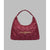 A burgundy quilted nylon shoulder bag by Karl Lagerfeld Paris, featuring gold lettering on the front and a single top handle, set against a solid gray background.