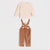 Sinsay Baby Boy's Light Pink Blouse and Brown Dungarees with Adjustable Shoulder Straps 2 Piece Set