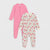 Sinsay Baby Girl Pink & Cream Long Sleeve Crew Neck Printed Overall