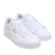 White sneakers with a visible brand logo on a white background