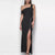 DKNY Women's Black One-Shoulder Sequin-Strip Gown Dress