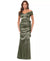 Xscape Women’s Olive Green Off-The-Shoulder Ruched Satin Dress | Xscape in Lebanon