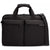 Black duffel bag with handle and shoulder strap on a white background