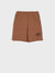 Brown shorts with text on a white background