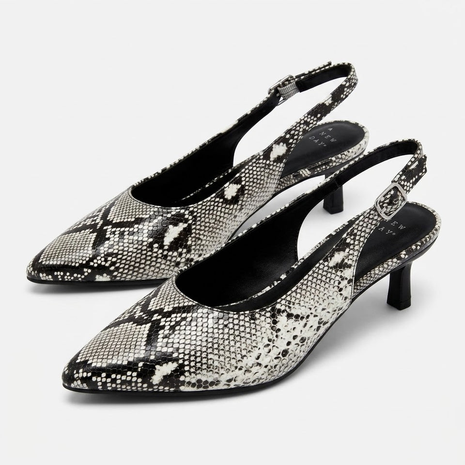 A New Day Women's Black & White Animal Printed Heels