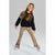 Sinsay Girl's Black Sweatshirt with a Leopard Printed Matching Sweatpants Set