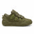 Green sneaker with unique sole design on a white background