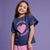 Sinsay Girl's Navy Short Sleeve Ruffled Printed T-Shirt