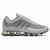 Gray athletic shoe with unique sole design on a white background