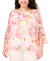 MSK Women's Multicolor Plus Size Printed Off-The-Shoulder Chiffon Blouse