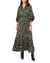 Vince Camuto Women's Dark Green Printed Smocked-Waist Maxi Dress | Vince Camuto In Lebanon