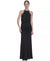 Black halter neck gown on a white background