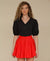 Avec Les Filles Women's Red Button-Front Bubble-Hem Mini Skirt | Avec Les Filles In Lebanon