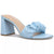Light blue sandal with a block heel on a white background