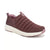 A slip-on casual sneaker in a dusty mauve-brown color, featuring a quilted upper, elastic side panel, and a thick white midsole with a light pink outsole.