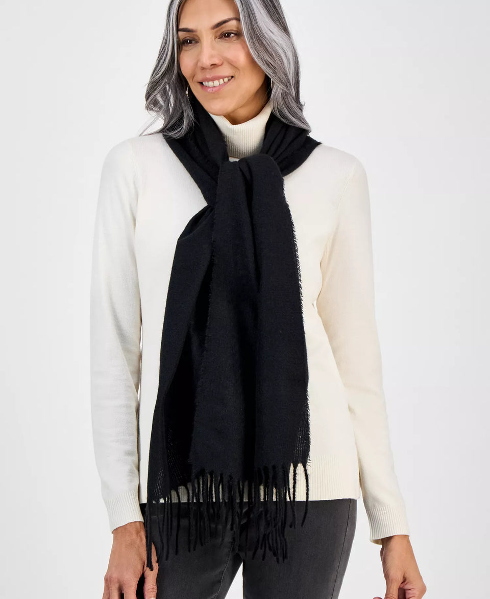 Style & Co Women's Black Solid Patchwork Weave Wrap| Style & Co in Lebanon