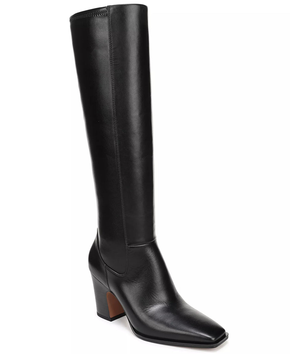 Franco Sarto Women's Black Jonie Square Toe Zip Tall Boots