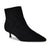 Black ankle boot with a pointed toe and thin heel on a white background