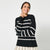 Sinsay Women's Black White Striped Crew Neck Blouse