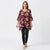 White Mark Women's Red Floral Print Wide Three-Quarter-Sleeve Blouse