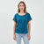 Icollection Women's Navy Blue Lace-Short-Sleeve T-Shirt