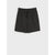 Black athletic shorts with an elastic waistband and drawstring, shown flat on a light gray background.