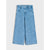 Light blue denim wide-leg jeans with an elastic waistband and small embroidered bow motifs scattered across the front, shown flat on a light gray background.